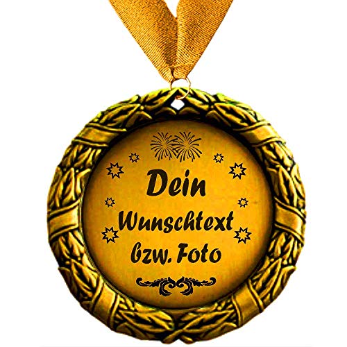 Larius Group Medaille Orden Beste Mama/Bester Papa der Welt BZW. Wunschtext Eltern Geschenk Geburtstag Weihnachten Muttertag (Ihr Wunschtext + Halsband) von Larius