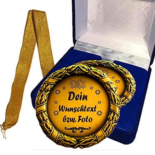 Larius Group Medaille Orden Beste Mama/Bester Papa der Welt BZW. Wunschtext Eltern Geschenk Geburtstag Weihnachten Muttertag (Ihr Wunschtext + Schachtel) von Larius