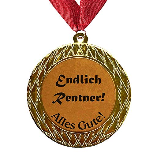 Larius Group Medaille Orden Endlich Rentner BZW. Ihr Wunschtext Geschenk für Rentner zum Renteneintritt (mit Halsband) von Larius