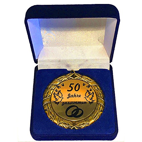 Larius Group Medaille Orden in Schachtel 50 Jahre zusammen BZW. Wunschtext Hochzeit Jubilar Namenstag Geschenk von Larius