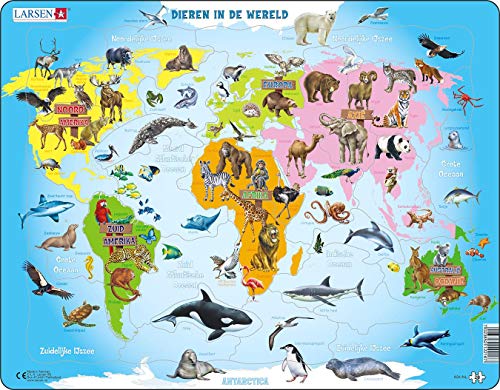 Larsen A34 Tiere der Welt, Niederländisch Ausgabe, Rahmenpuzzle mit 28 Teilen von Larsen