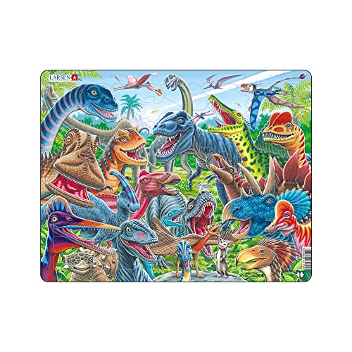 Larsen CZ4 Rahmenpuzzle für Kinder I Fröhliche Dinosaurier I Puzzle ab 4 Jahre I Kinderpuzzle mit 43 Teilen I Spielerisches Lernen & Kinderentwicklung von Larsen