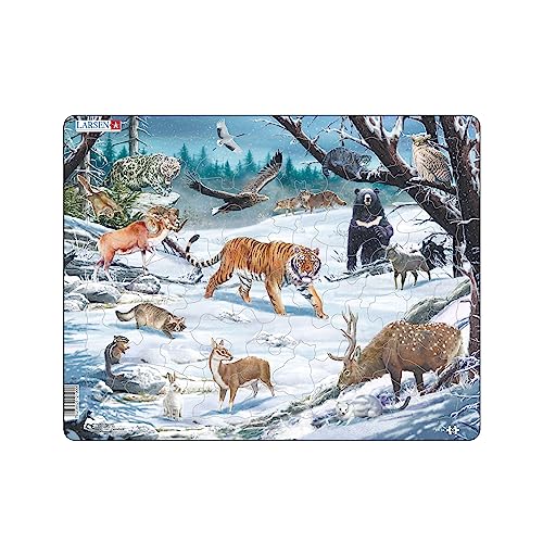 Larsen FH34 Winterliche Tierwelt in Sibirien und Nordostasien, 66 Teile Rahmenpuzzles Jigsaw Puzzle von Larsen