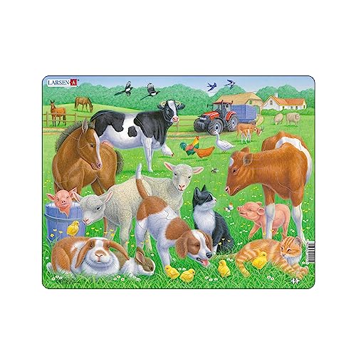 Larsen FH35 Haustiere und Bauernhoftiere, 15-teiliges Rahmenpuzzles Puzzle von Larsen