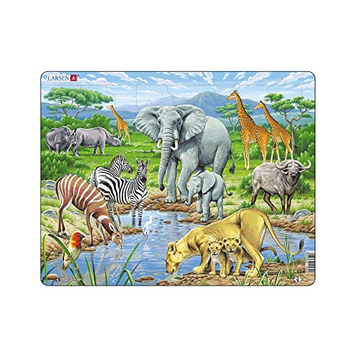 Larsen FH9 African Savannah Jigsaw Puzzle für Kinder & Erwachsene - 65 Teile Puzzle | Lern- und Spaßpuzzle Rahmenpuzzles | Hergestellt in Norwegen von Larsen