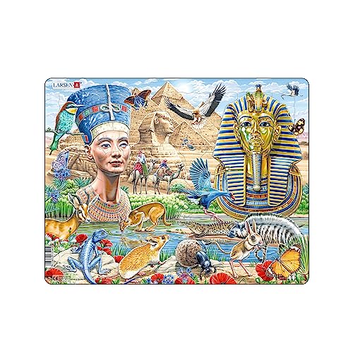 Larsen HL11 Rahmenpuzzle für Kinder I Ägyptische Tierwelt & Pyramiden I Puzzle ab 6 Jahren I Schönes Kinderpuzzle mit 85 Teilen I Spiel, Spaß & Lernen von Larsen