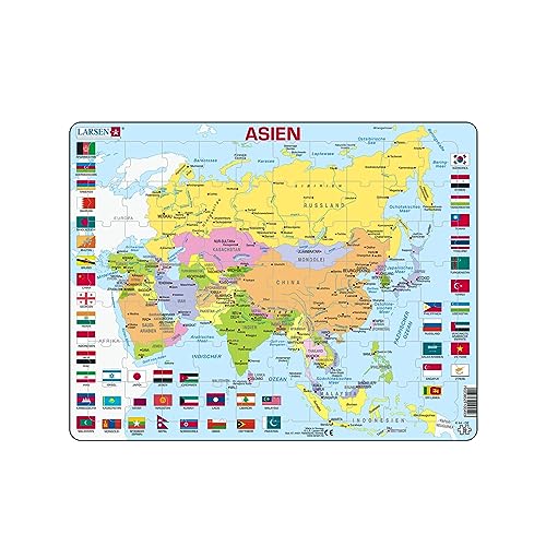 Larsen K44 Asien-Politische Karte, Deutsch Ausgabe, Rahmenpuzzle mit 70 Teilen von Larsen