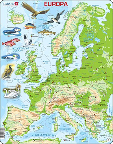 Larsen K70 Europa physische Karte, Niederländisch Ausgabe, Rahmenpuzzle mit 87 Teilen von Larsen