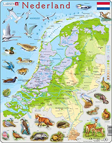 Larsen K79 Die Niederlande Physische Karte, Niederländisch Ausgabe, Rahmenpuzzle mit 68 Teilen von Larsen