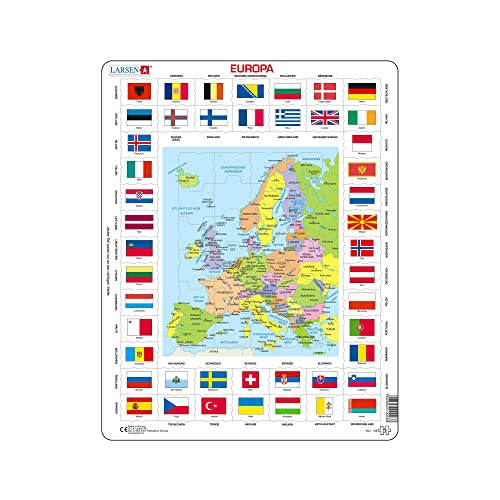 Larsen KL1 Flaggen und Europa Politische Karte Puzzle (70 Teile) - Deutsch von Larsen