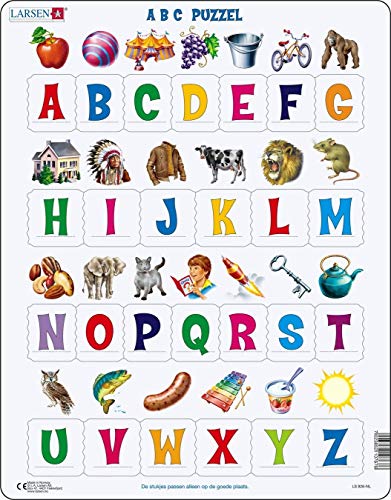 Larsen LS826 Lernen Sie das Alphabet: 26 Großbuchstaben, Niederländisch Ausgabe, Rahmenpuzzle mit 26 Teilen von Larsen