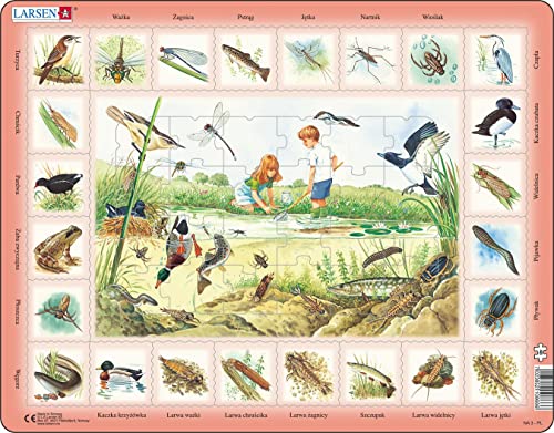 Larsen NA3 Natur-Puzzle: Teich, Polnisch Ausgabe, Rahmenpuzzle mit 48 Teilen von Larsen