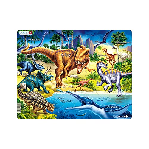 Larsen NB3 Dinosaurier aus der Kreidezeit, Neutral Ausgabe, Rahmenpuzzle mit 57 Teilen von Larsen