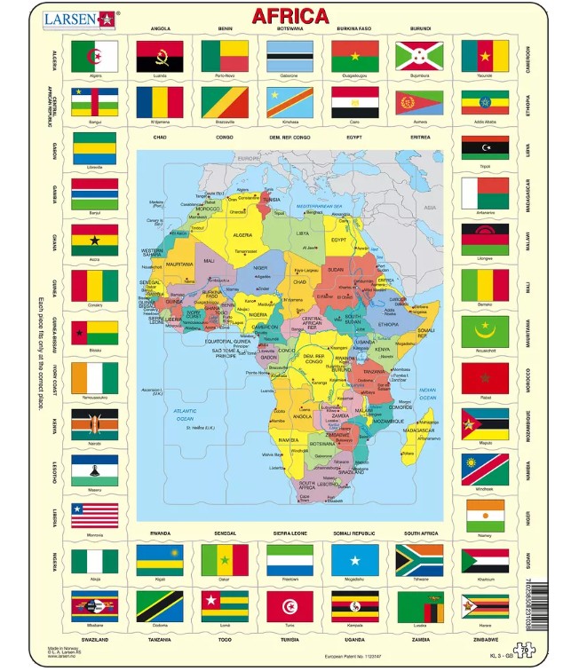 Larsen Rahmenpuzzle - Afrika (auf Englisch) 70 Teile Puzzle Larsen-KL3-GB von Larsen