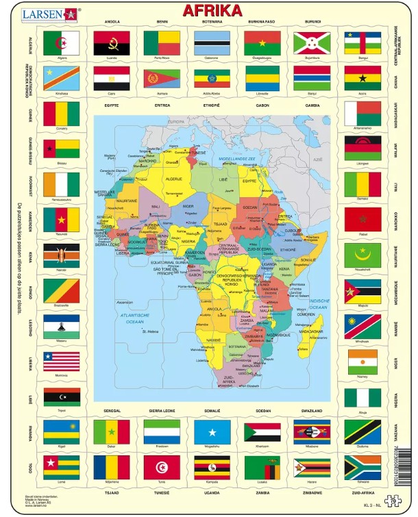 Larsen Rahmenpuzzle - Afrika (auf Niederländisch) 70 Teile Puzzle Larsen-KL3-NL von Larsen