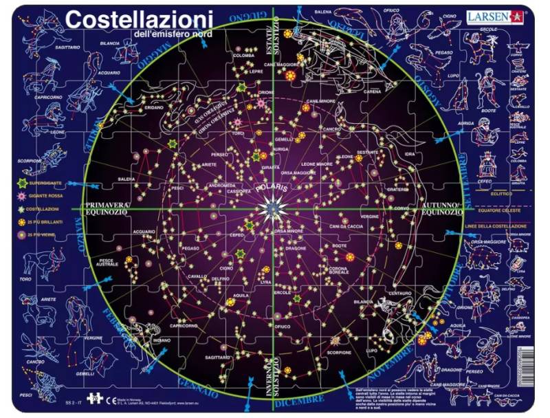 Larsen Rahmenpuzzle - Costellazioni (auf Italienisch) 70 Teile Puzzle Larsen-SS2-IT von Larsen