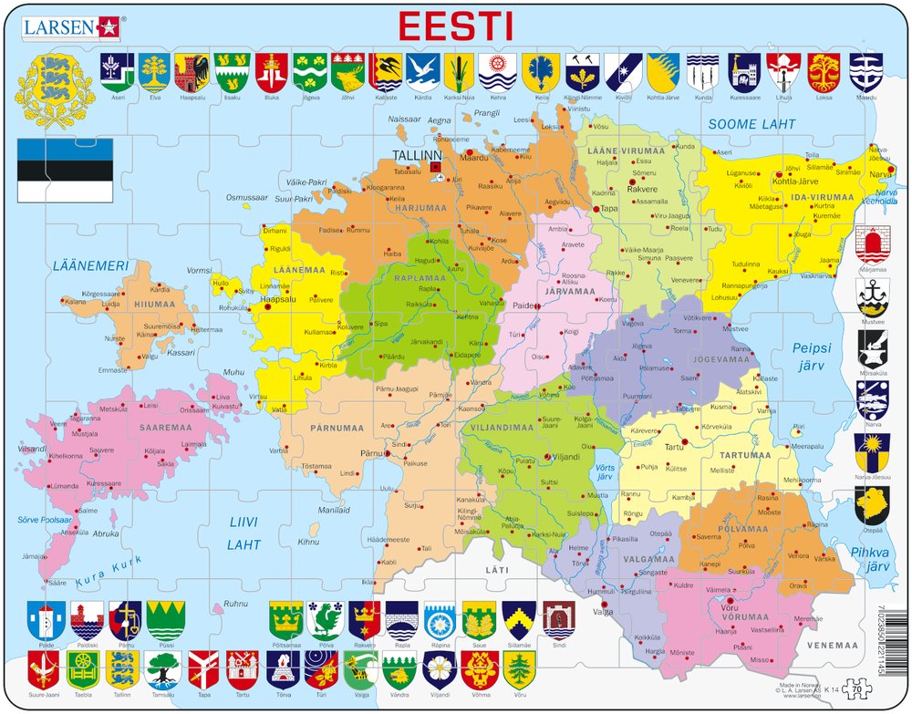 Larsen Rahmenpuzzle - Estland (auf Estnisch) 70 Teile Puzzle Larsen-K14-EE von Larsen