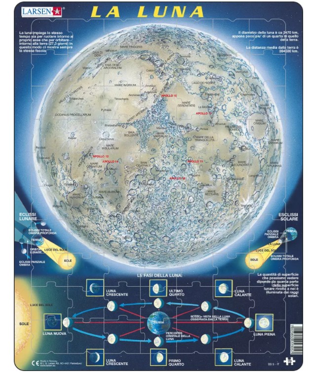 Larsen Rahmenpuzzle - La Luna (auf Italienisch) 70 Teile Puzzle Larsen-SS5-IT von Larsen