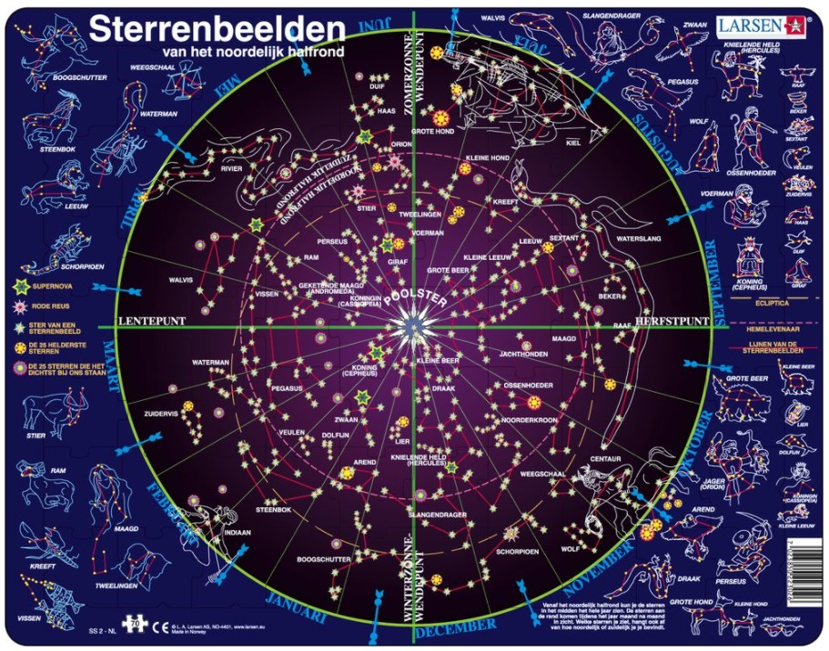 Larsen Rahmenpuzzle - Sternbilder (Holländisch) 70 Teile Puzzle Larsen-SS2-NL von Larsen