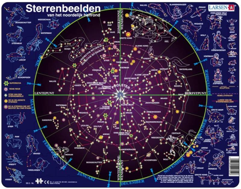 Larsen Rahmenpuzzle - Sternbilder (Holländisch) 70 Teile Puzzle Larsen-SS2-NL von Larsen