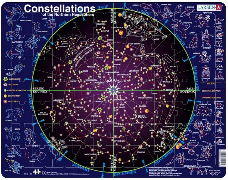 Larsen Rahmenpuzzle - Sternbilder der nördlichen Hemisphäre (auf Englisch) 70 Teile Puzzle Larsen-SS2-GB von Larsen