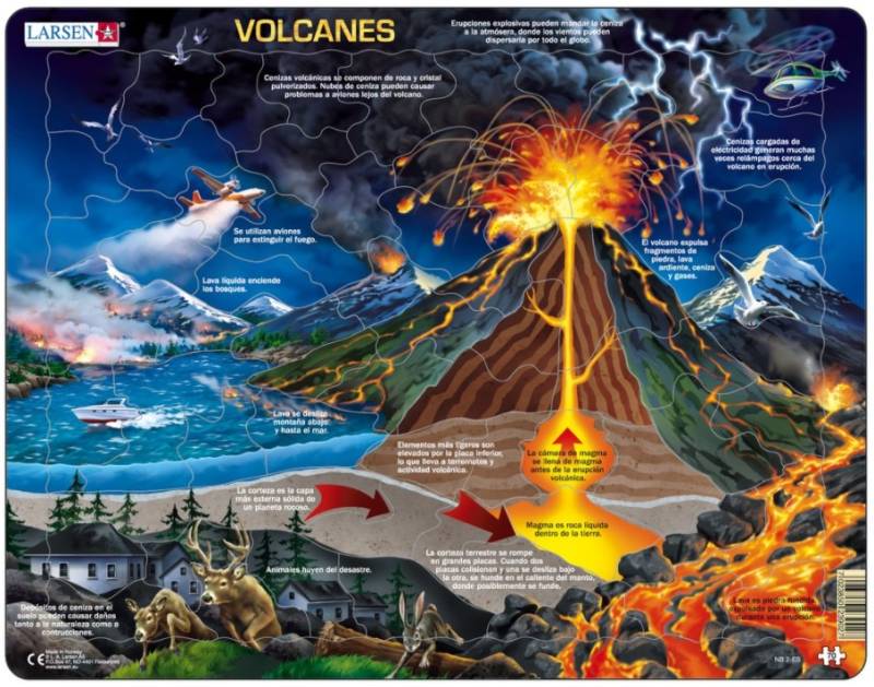 Larsen Rahmenpuzzle - Volcanes (auf Spanisch) 70 Teile Puzzle Larsen-NB2-ES von Larsen