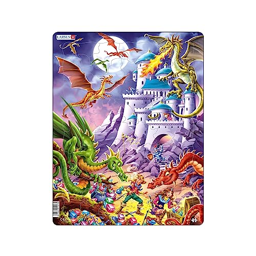 Larsen US17 - Abenteuer-Puzzle - Drachen & Helden - Puzzle ab 4 Jahren - Rahmenpuzzle mit 50 Teilen von Larsen