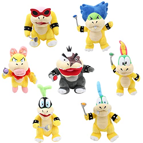 Anime Koopalings Larry Lemmy Iggy Wendy Ludwig Morton Roy Plüschtier King Bowser Jr Koopa Gefüllte Tier Puppe 7-teiliges Set von Laruokivi