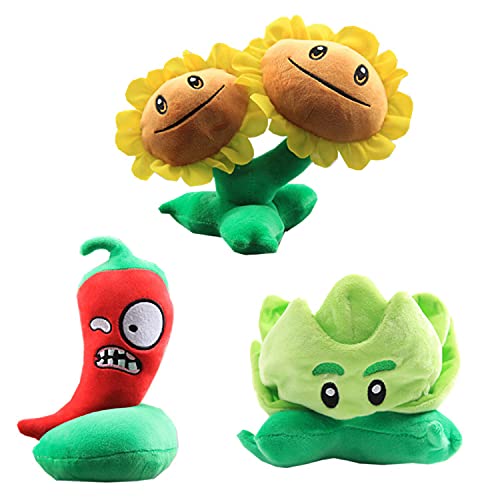 Laruokivi TwinSunflower & Red Pepper & Kohl Gemüse Plüsch Spielzeug Set Pflanzen Obst Weich Gefüllte Puppe 3pcs Geschenk von Laruokivi