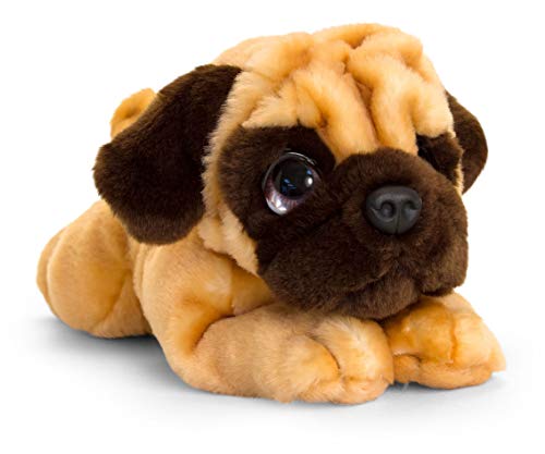 Lashuma Keel Toys Plüschtier Hund Mops, Kuscheltier Hündchen liegend 32 cm von Lashuma