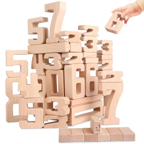 Lasoba Holz Zahlbausteine, Große Ziffernblöcke 1-10, 32 Stück Mathebausteine Zahlenspiele für Kinder, Bildungsbausteine für Kleinkinder, Spielzeuge zum Lernen von Zahlen für 3-Jährige + Lasoba Holz Zahlbausteine, Große Ziffernblöcke 1-10, 32 Stück Mathebausteine Zahlenspiele für Kinder, Bildungsbausteine für Kleinkinder, Spielzeuge zum Lernen von Zahlen für 3-Jährige + von Lasoba