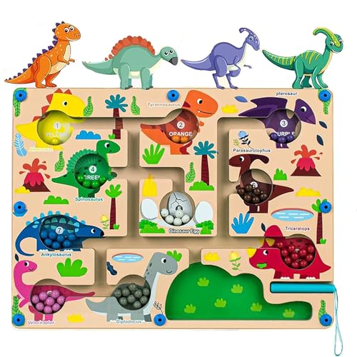 Lassuzie Montessori Spielzeug Magnetspiel Labyrinth ab 2 3 4 5 Jahre, Holzspielzeug Zahlen Farben Lernen Sortierspiel, Lernspiele Motorikspielzeug Geschenk Kinder Mädchen Junge 3 4 Jahre von Lassuzie