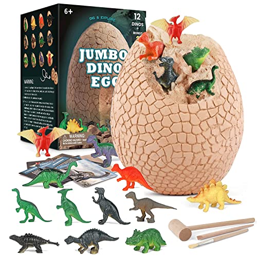 Dinosaurier Ausgrabung Groß Ei Spielzeug, Großes Ei Enthält 14 Dinosaurierfiguren, Das Dinosaurier-Eier-Grabset ist für Kindergeburtstag Sgeschenke 6 7 8 9 10 Jahre alte Jungen und Mädchen Geeignet von Latierra