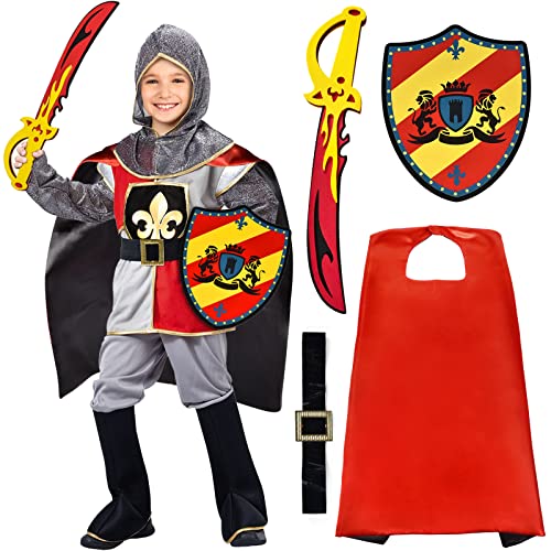 Latocos Ritter Kostüm Zubehör Set Kinder Rollenspiel Kostüm Mantel Spielzeug Mitgebsel Zubehör Halloween Karneval Fancy Kostüm Dress Geburtstagsparty für Junge Kinder von Latocos