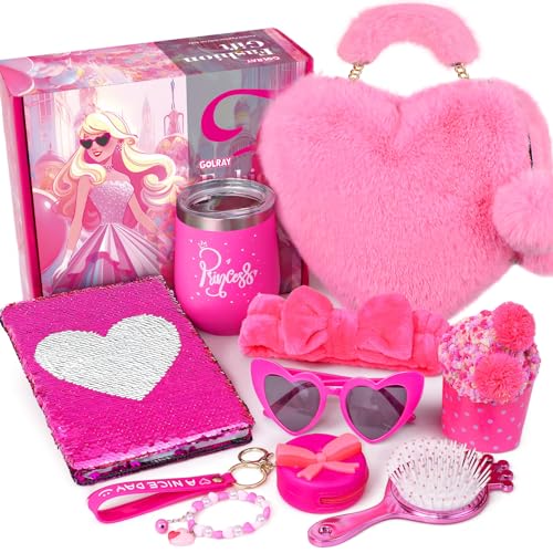 Prinzessin Geschenke für Mädchen 6 7 8 9 10 11 Jahren Liebe Handtasche Sonnenbrille Notizbuch Wasserbecher Armband Mädchen Teenager Mode Spielzeug Weihnachten Geburtstag Geschenk Mädchen 6-12Jahre von Latocos