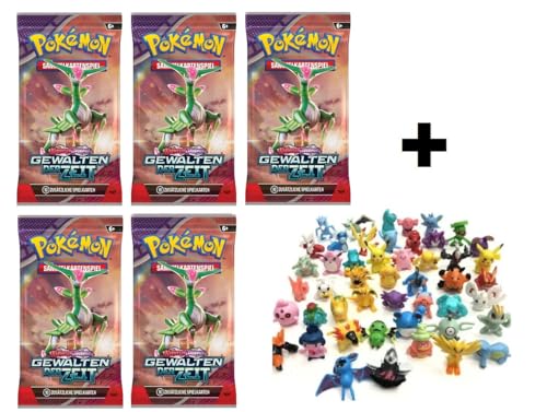 Pokemon Booster Packs Sammelkarten deutsch | + 3 Sammelfiguren (Gewalten der Zeit, 10, Stück) von Laubner