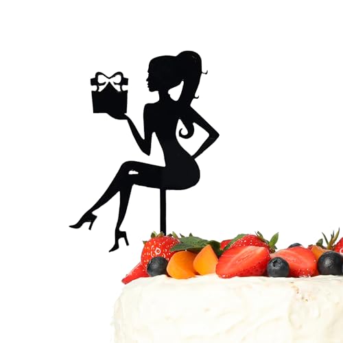 Party Cake Topper, Schwarz Acryl Kuchen Dekoration für Party Feier Silhouette Design (Geschenk) von Laurel & Mason