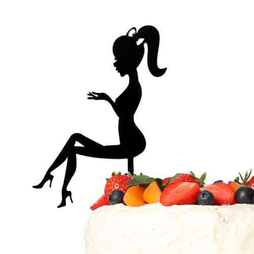 Laurel & Mason Party-Kuchenaufsatz, schwarze Acryl-Kuchendekoration für Partyfeier, Silhouette-Design von Laurel & Mason