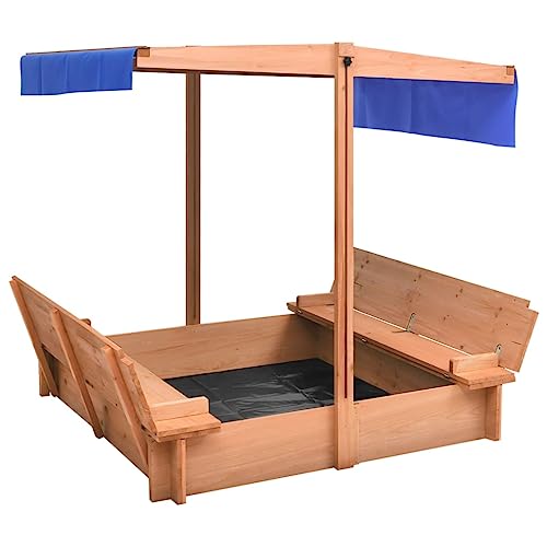 Outdoor Spielgeräte Sandkästen Sandkasten mit Dach Firwood 112x112x112cm von Lauuoeriau