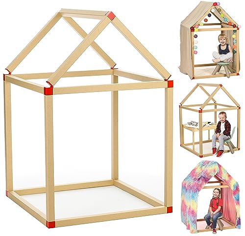 CASETTA, Spielhaus für Kinder, Spielzelt Kinder Indoor ab 3 Jahren, mit Lichtern & Stoffen dekorierbar. Robust, grün, mit Papprohrsatz und Verbindungen, leicht zu montieren, Kinderzelt 86x86x131 cm von Lavatelli