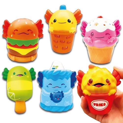 Lavatelli - Set mit 6 Stück Squishy Toys Axolotl, 8 cm, Kindergeburtstag Endgeschenke, Mitgebsel Geburstag, Kawaii Spiele, Gadgets, Geschenke und Geschenkideen für Jungen und Mädchen von Lavatelli