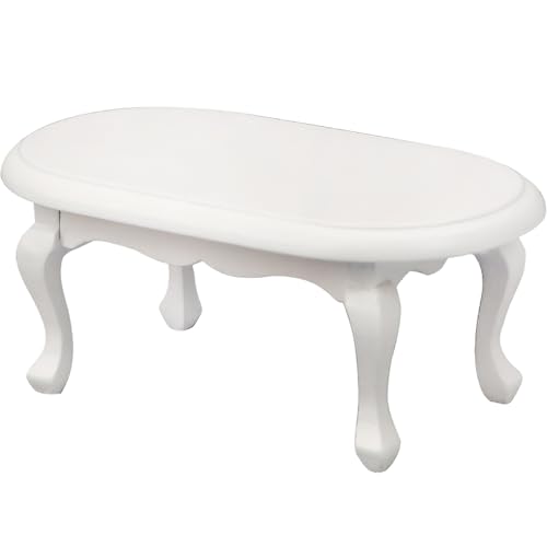 1 12 Skala Dollhouse Möbel, Holzpuppenhaustisch, elliptischer Miniaturtisch, DIY Miniaturmöbel für Doll House Wohnzimmer, weiß | 1 12 Skala Dollhouse Möbel, Holzpuppenhaustisch, elliptischer Miniaturtisch, DIY Miniaturmöbel für Doll House Wohnzimmer, weiß | von Lawnrden