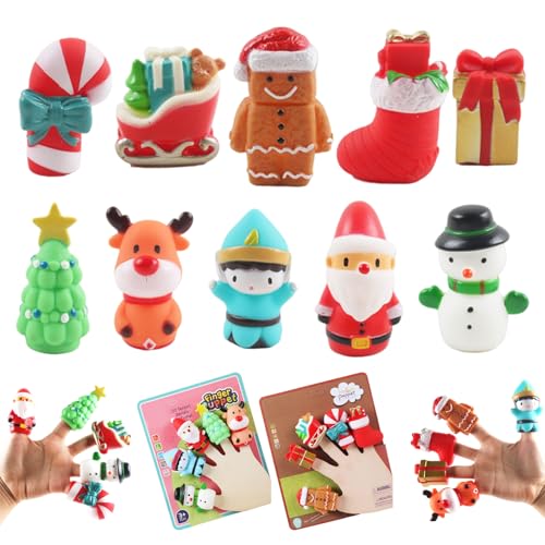 Lawnrden 10pcs Weihnachtsfingerpuppen, Cartoon Weihnachtspuppen mit Santa Elk Snowman Weihnachtsbaum und mehr Goodie Bag Füllstoffe Party Gefälligkeiten für Kinder | Finger Lawnrden 10pcs Weihnachtsfingerpuppen, Cartoon Weihnachtspuppen mit Santa Elk Snowman Weihnachtsbaum und mehr Goodie Bag Füllstoffe Party Gefälligkeiten für Kinder | Finger von Lawnrden