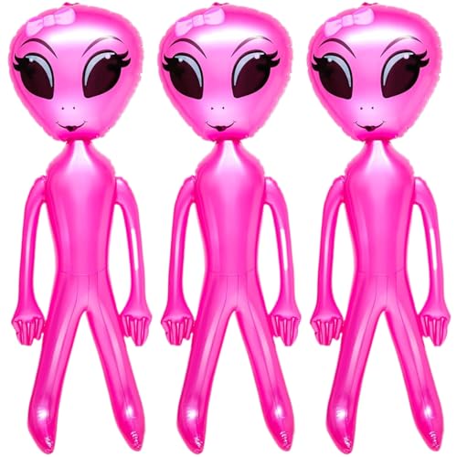 Aufblasbare Alien 3PCS 49x15in niedlich blasen fremdes Mädchen mit Bowknot auf Kopf PVC Leckfestes Außerirdischer Dekor für außerirdische Party, Halloween -Dekorationen, Außerirdische Partydekoration von Lawnrden