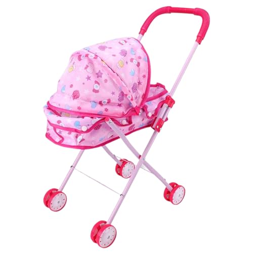 BABY DUVK KOMMER SET, faltbare Puppenwagen mit T-förmiger Sicherheitsgürtel & Push-Griff, Cartoon-Muster Babywagen für Puppenspielzeugpuppen Kinderwagen für Kleinskinder 3-4 Jahre/Süßigkeiten von Lawnrden