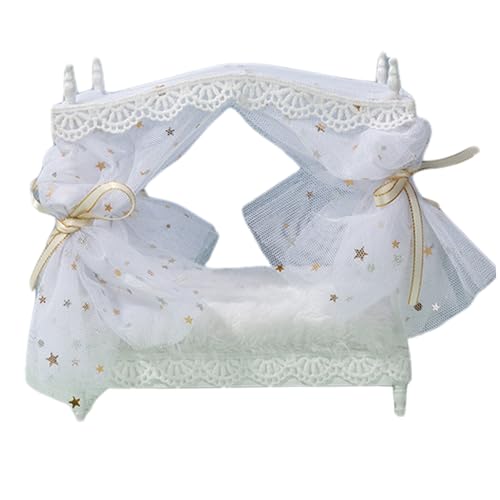 Dollhouse -Bett für Prinzessin 1:12 Skala Simuliertes Puppenbett mit Vorhang & Krawatte DIY Friendly Decorative Dollhouse Möbel für Enthusiasten, Weiß |.Zubehör Dollhouse -Bett für Prinzessin 1:12 Skala Simuliertes Puppenbett mit Vorhang & Krawatte DIY Friendly Decorative Dollhouse Möbel für Enthusiasten, Weiß |.Zubehör von Lawnrden