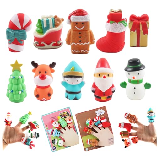 Fingerpuppen für Kinder im Alter von 4 bis 8 Jahren, 10 PCS Weihnachtsfingerpuppen, Cartoon Weihnachten mit Santa Elk Snowman Weihnachtsbaum und mehr Goodie-Bag-Füllstoffe Party für Kinder Fingerpuppen für Kinder im Alter von 4 bis 8 Jahren, 10 PCS Weihnachtsfingerpuppen, Cartoon Weihnachten mit Santa Elk Snowman Weihnachtsbaum und mehr Goodie-Bag-Füllstoffe Party für Kinder von Lawnrden