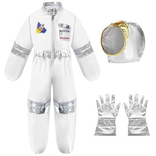 Kinder Astronauten Kostüm, Pilotkostüm mit dreieckigem Muster, Kinderraum -Space Jumpsuit tun Sich Cosplay mit Hut und Handschuhen (L) an. von Lawnrden