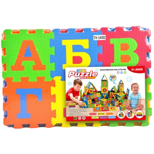 Lawnrden Kinderschaum -Puzzle -Matte, 36 Kacheln Puzzle Teppich, Eva -Schaum -Babymatte, ineinandergreifende russische Alphabet -Schaum -Rätselmatte für Spiel & Übung/31x31 von Lawnrden