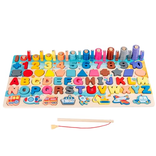 Kleinkind -Lernspielzeug, hölzerne Alphabet -Puzzle -Magnetformen Zahlen -Puzzle mit Fischereistablöser Early Learning Toy für Mädchen Jungen Kleinkind -Lernspielzeug, hölzerne Alphabet -Puzzle -Magnetformen Zahlen -Puzzle mit Fischereistablöser Early Learning Toy für Mädchen Jungen von Lawnrden